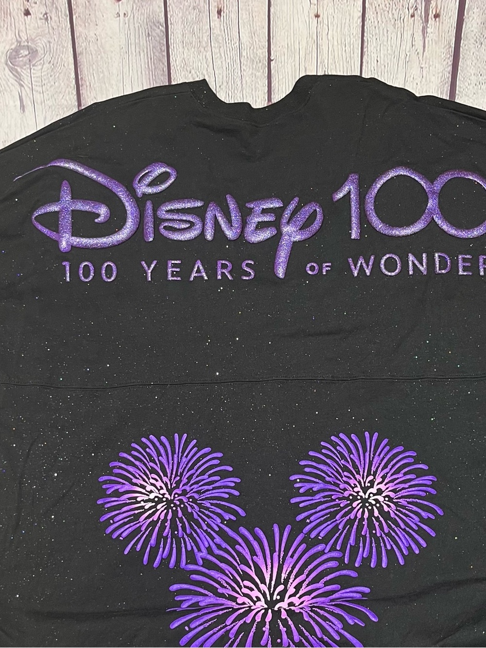 Disney Black Sweatshirt with Purple Sparkle "100 Years of Wonder"